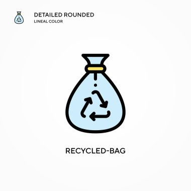 Geri dönüştürülmüş torba vektör simgesi. Modern vektör illüstrasyon kavramları. Düzenlemesi ve kişiselleştirmesi kolay.
