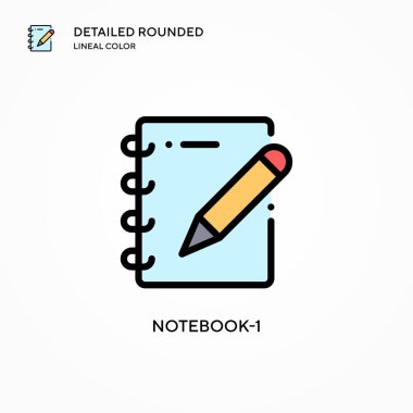 Not Defteri-1 vektör simgesi. Modern vektör illüstrasyon kavramları. Düzenlemesi ve kişiselleştirmesi kolay.