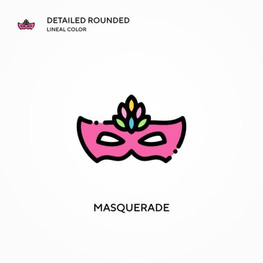 Maskeli balo ikonu. Modern vektör illüstrasyon kavramları. Düzenlemesi ve kişiselleştirmesi kolay.