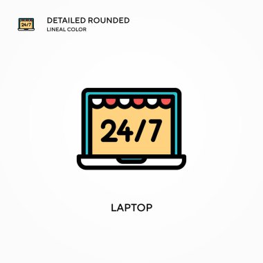 Laptop vektör simgesi. Modern vektör illüstrasyon kavramları. Düzenlemesi ve kişiselleştirmesi kolay.