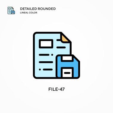 Dosya-47 vektör simgesi. Modern vektör illüstrasyon kavramları. Düzenlemesi ve kişiselleştirmesi kolay.