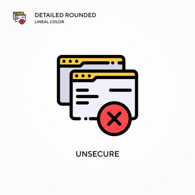 Güvensiz vektör simgesi. Modern vektör illüstrasyon kavramları. Düzenlemesi ve kişiselleştirmesi kolay.