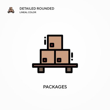 Paket vektör simgesi. Modern vektör illüstrasyon kavramları. Düzenlemesi ve kişiselleştirmesi kolay.