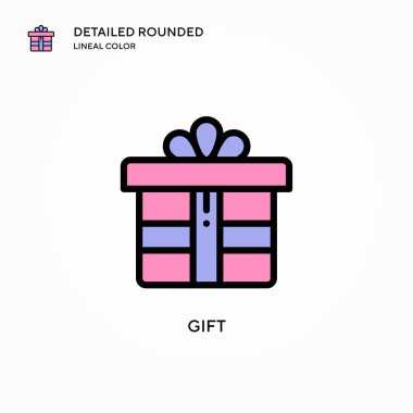 Hediye vektör simgesi. Modern vektör illüstrasyon kavramları. Düzenlemesi ve kişiselleştirmesi kolay.