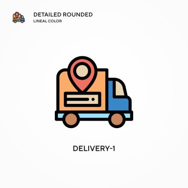 Teslimat-1 vektör simgesi. Modern vektör illüstrasyon kavramları. Düzenlemesi ve kişiselleştirmesi kolay.