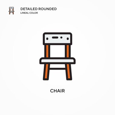 Sandalye vektör simgesi. Modern vektör illüstrasyon kavramları. Düzenlemesi ve kişiselleştirmesi kolay.