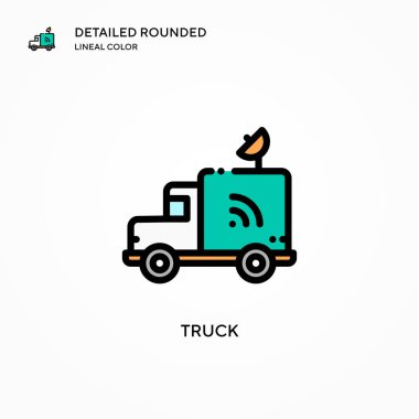 Kamyon vektör simgesi. Modern vektör illüstrasyon kavramları. Düzenlemesi ve kişiselleştirmesi kolay.