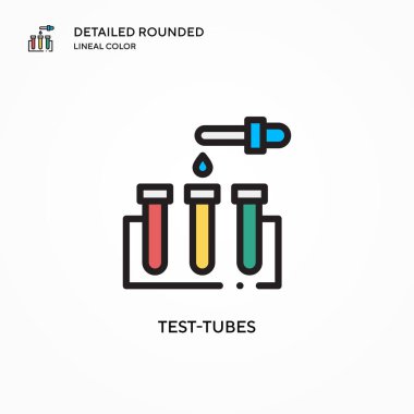 Test tüpleri vektör simgesi. Modern vektör illüstrasyon kavramları. Düzenlemesi ve kişiselleştirmesi kolay.