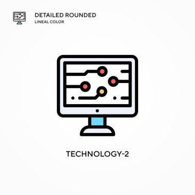 Teknoloji-2 vektör simgesi. Modern vektör illüstrasyon kavramları. Düzenlemesi ve kişiselleştirmesi kolay.