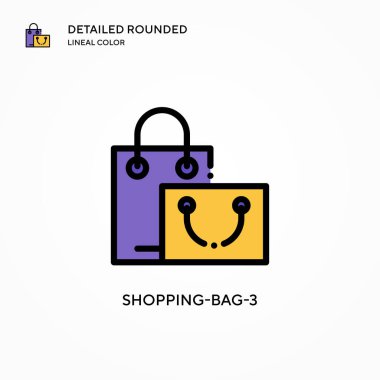 Alışveriş torbası 3 vektör simgesi. Modern vektör illüstrasyon kavramları. Düzenlemesi ve kişiselleştirmesi kolay.