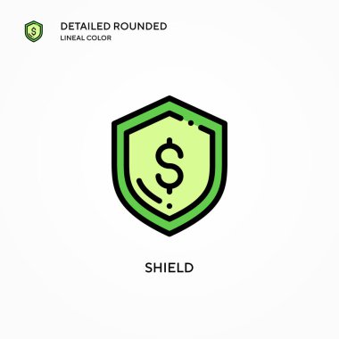 Kalkan vektör simgesi. Modern vektör illüstrasyon kavramları. Düzenlemesi ve kişiselleştirmesi kolay.