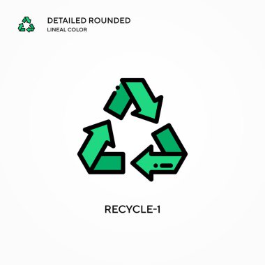 Geri dönüşüm-1 vektör simgesi. Modern vektör illüstrasyon kavramları. Düzenlemesi ve kişiselleştirmesi kolay.