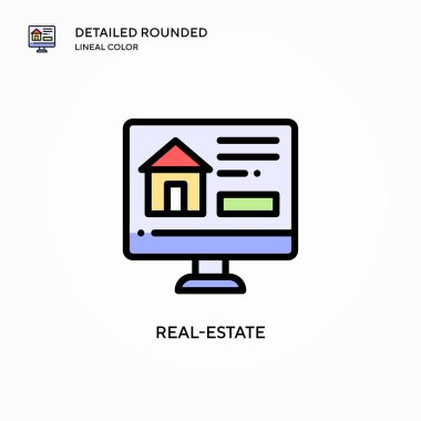 Emlak vektör simgesi. Modern vektör illüstrasyon kavramları. Düzenlemesi ve kişiselleştirmesi kolay.