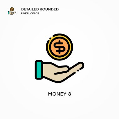 Money-8 vektör simgesi. Modern vektör illüstrasyon kavramları. Düzenlemesi ve kişiselleştirmesi kolay.