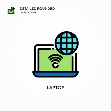 Laptop vektör simgesi. Modern vektör illüstrasyon kavramları. Düzenlemesi ve kişiselleştirmesi kolay.