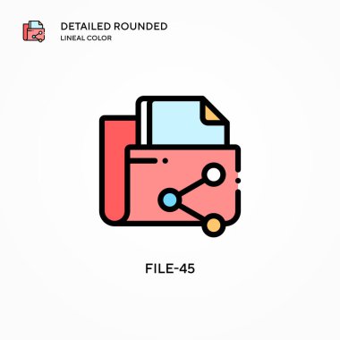 Dosya-45 vektör simgesi. Modern vektör illüstrasyon kavramları. Düzenlemesi ve kişiselleştirmesi kolay.