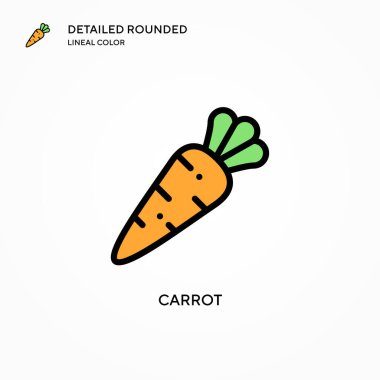 Havuç vektör simgesi. Modern vektör illüstrasyon kavramları. Düzenlemesi ve kişiselleştirmesi kolay.
