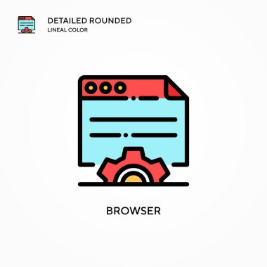 Tarayıcı vektör simgesi. Modern vektör illüstrasyon kavramları. Düzenlemesi ve kişiselleştirmesi kolay.