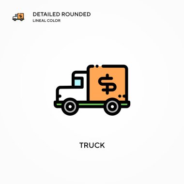 Kamyon vektör simgesi. Modern vektör illüstrasyon kavramları. Düzenlemesi ve kişiselleştirmesi kolay.