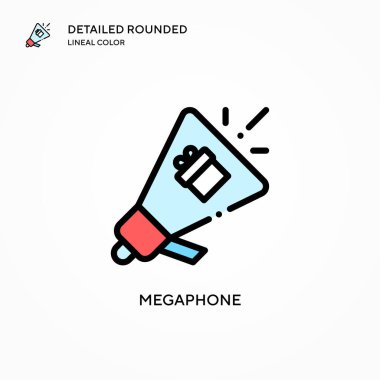 Megafon vektör simgesi. Modern vektör illüstrasyon kavramları. Düzenlemesi ve kişiselleştirmesi kolay.