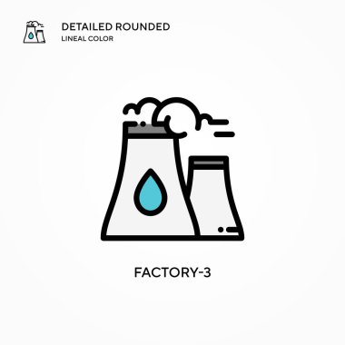 Fabrika-3 vektör simgesi. Modern vektör illüstrasyon kavramları. Düzenlemesi ve kişiselleştirmesi kolay.