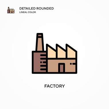 Fabrika vektör simgesi. Modern vektör illüstrasyon kavramları. Düzenlemesi ve kişiselleştirmesi kolay.