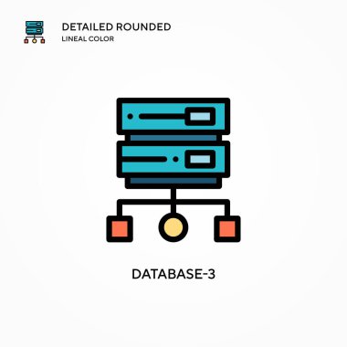 Veritabanı 3 vektör simgesi. Modern vektör illüstrasyon kavramları. Düzenlemesi ve kişiselleştirmesi kolay.