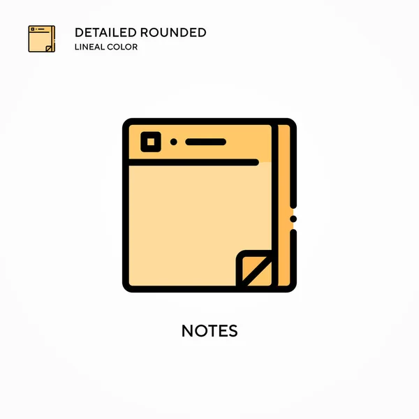 Ícone Vetorial Notas Conceitos Modernos Ilustração Vetorial Fácil Editar Personalizar —  Vetores de Stock