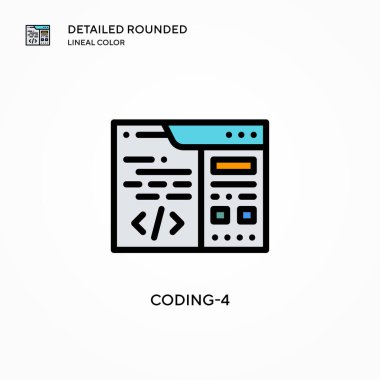 Kodlama-4 vektör simgesi. Modern vektör illüstrasyon kavramları. Düzenlemesi ve kişiselleştirmesi kolay.