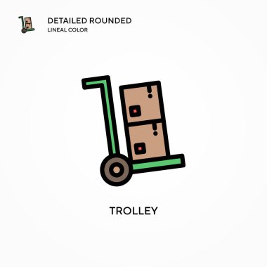 Trolley vektör simgesi. Modern vektör illüstrasyon kavramları. Düzenlemesi ve kişiselleştirmesi kolay.