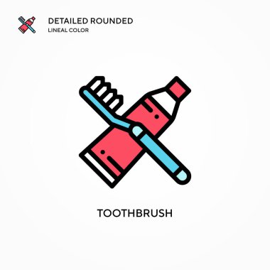 Diş fırçası vektör simgesi. Modern vektör illüstrasyon kavramları. Düzenlemesi ve kişiselleştirmesi kolay.