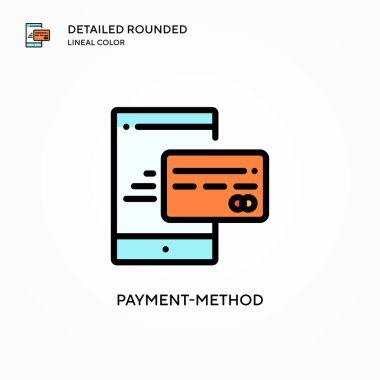 Ödeme yöntemi vektör simgesi. Modern vektör illüstrasyon kavramları. Düzenlemesi ve kişiselleştirmesi kolay.