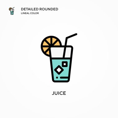 Meyve suyu vektörü ikonu. Modern vektör illüstrasyon kavramları. Düzenlemesi ve kişiselleştirmesi kolay.