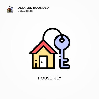 Ev anahtarı vektör simgesi. Modern vektör illüstrasyon kavramları. Düzenlemesi ve kişiselleştirmesi kolay.