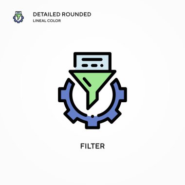 Filtre vektör simgesi. Modern vektör illüstrasyon kavramları. Düzenlemesi ve kişiselleştirmesi kolay.