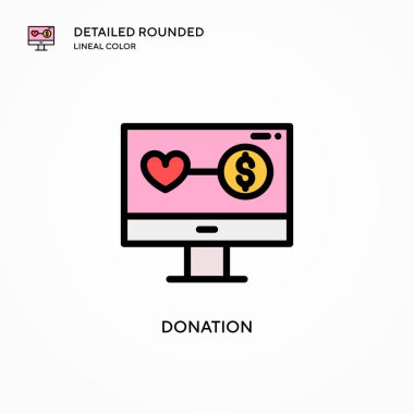 Bağış vektörü simgesi. Modern vektör illüstrasyon kavramları. Düzenlemesi ve kişiselleştirmesi kolay.
