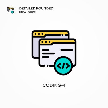 Kodlama-4 vektör simgesi. Modern vektör illüstrasyon kavramları. Düzenlemesi ve kişiselleştirmesi kolay.