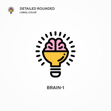 Beyin-1 vektör simgesi. Modern vektör illüstrasyon kavramları. Düzenlemesi ve kişiselleştirmesi kolay.