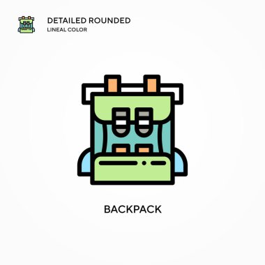 Sırt çantası vektör simgesi. Modern vektör illüstrasyon kavramları. Düzenlemesi ve kişiselleştirmesi kolay.