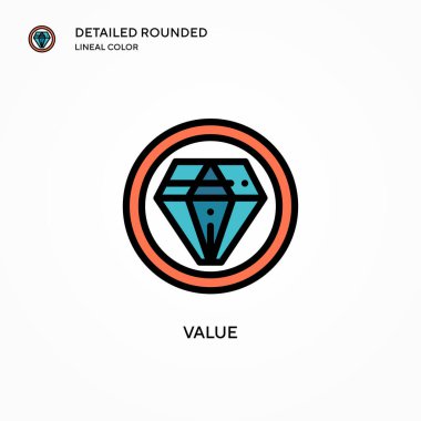 Değer vektör simgesi. Modern vektör illüstrasyon kavramları. Düzenlemesi ve kişiselleştirmesi kolay.