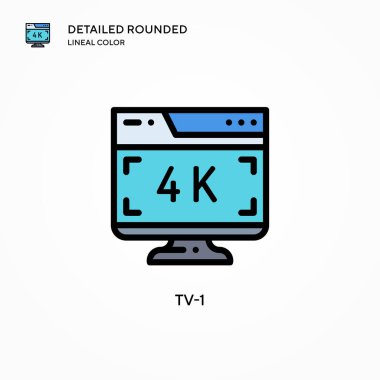 Tv-1 vektör simgesi. Modern vektör illüstrasyon kavramları. Düzenlemesi ve kişiselleştirmesi kolay.