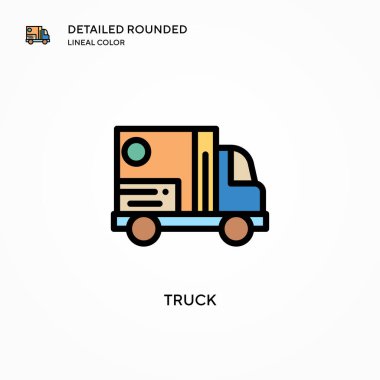Kamyon vektör simgesi. Modern vektör illüstrasyon kavramları. Düzenlemesi ve kişiselleştirmesi kolay.