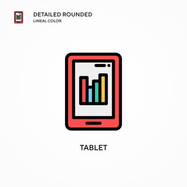 Tablet vektör simgesi. Modern vektör illüstrasyon kavramları. Düzenlemesi ve kişiselleştirmesi kolay.