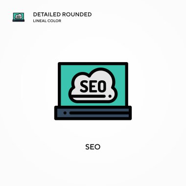 Seo vektör simgesi. Modern vektör illüstrasyon kavramları. Düzenlemesi ve kişiselleştirmesi kolay.