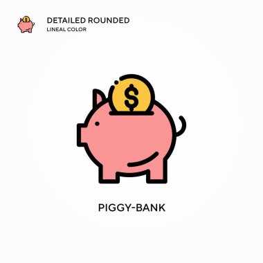 Domuz kumbarası vektör ikonu. Modern vektör illüstrasyon kavramları. Düzenlemesi ve kişiselleştirmesi kolay.