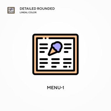 Menü-1 vektör simgesi. Modern vektör illüstrasyon kavramları. Düzenlemesi ve kişiselleştirmesi kolay.