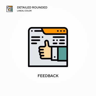 Geri besleme vektör simgesi. Modern vektör illüstrasyon kavramları. Düzenlemesi ve kişiselleştirmesi kolay.