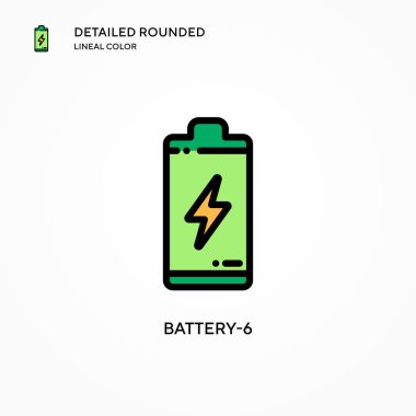Batarya-6 vektör simgesi. Modern vektör illüstrasyon kavramları. Düzenlemesi ve kişiselleştirmesi kolay.