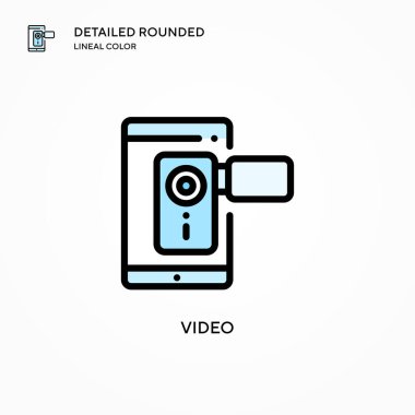 Video vektör simgesi. Modern vektör illüstrasyon kavramları. Düzenlemesi ve kişiselleştirmesi kolay.