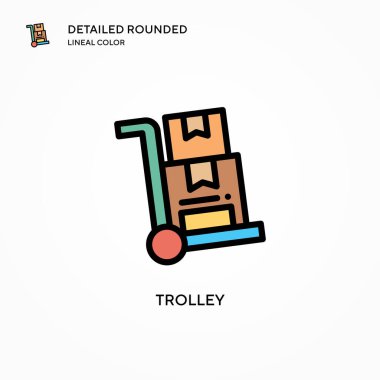 Trolley vektör simgesi. Modern vektör illüstrasyon kavramları. Düzenlemesi ve kişiselleştirmesi kolay.